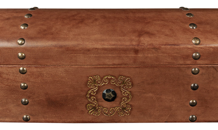 American Home Furniture | Sarreid - Telescope Leather Box W/Tacks