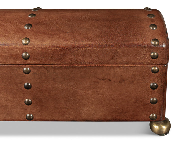 American Home Furniture | Sarreid - Telescope Leather Box W/Tacks