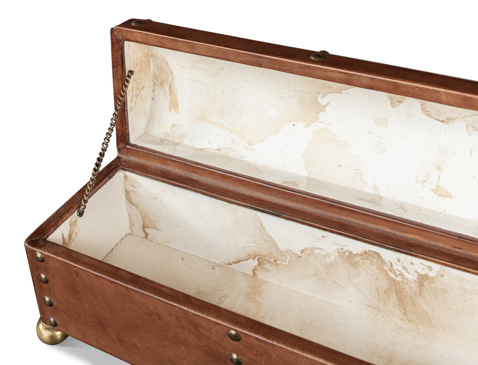 American Home Furniture | Sarreid - Telescope Leather Box W/Tacks