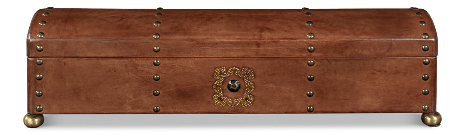 American Home Furniture | Sarreid - Telescope Leather Box W/Tacks