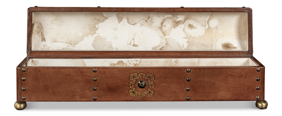 American Home Furniture | Sarreid - Telescope Leather Box W/Tacks