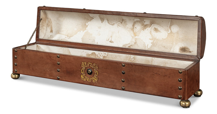 American Home Furniture | Sarreid - Telescope Leather Box W/Tacks