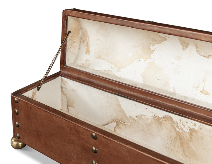 American Home Furniture | Sarreid - Telescope Leather Box W/Tacks