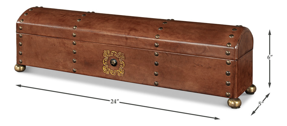 American Home Furniture | Sarreid - Telescope Leather Box W/Tacks