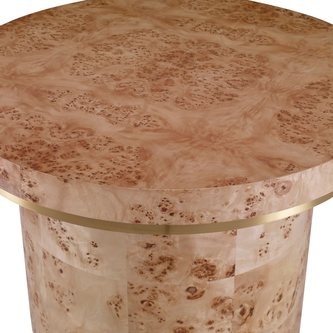 Burl Round End Table w/ Clear Coat - AmericanHomeFurniture