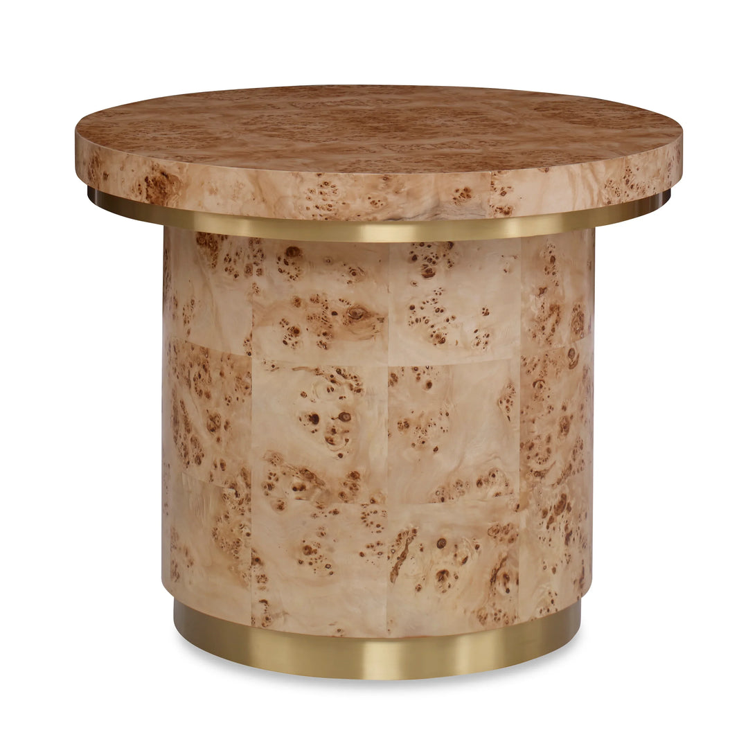 Burl Round End Table w/ Clear Coat - AmericanHomeFurniture