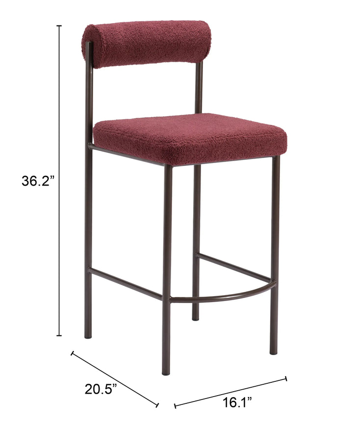 Livorno Counter Stool (Set of 2) Red & Bronze - AmericanHomeFurniture