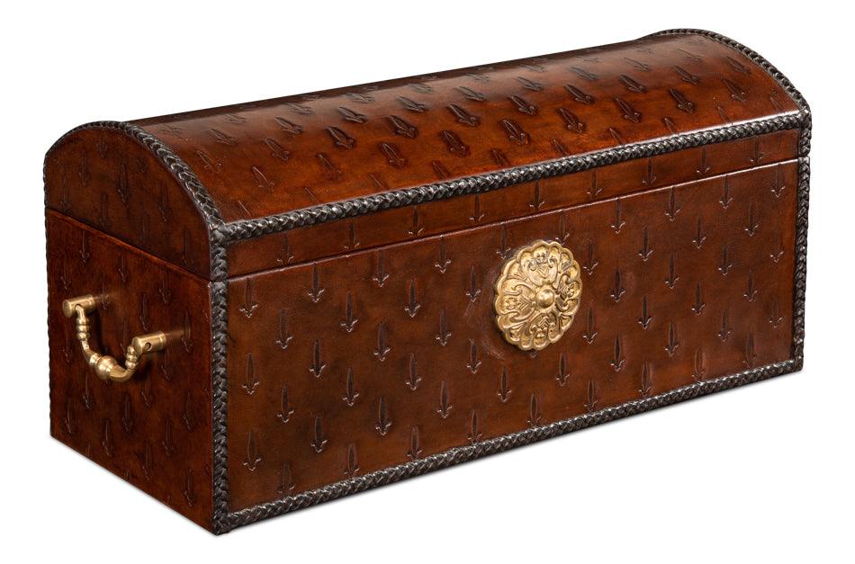 Sarreid Baron's Leather Box - Oxblood DECORATIVE BASKETS + BOXES