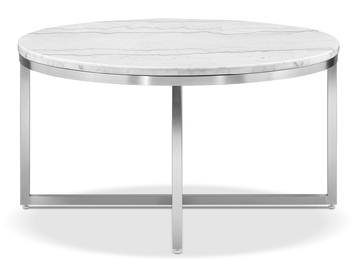 Esme White Marble And Brushed Nickel Round Cocktail Table - T5763-45