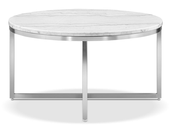 Esme White Marble And Brushed Nickel Round Cocktail Table - T5763-45