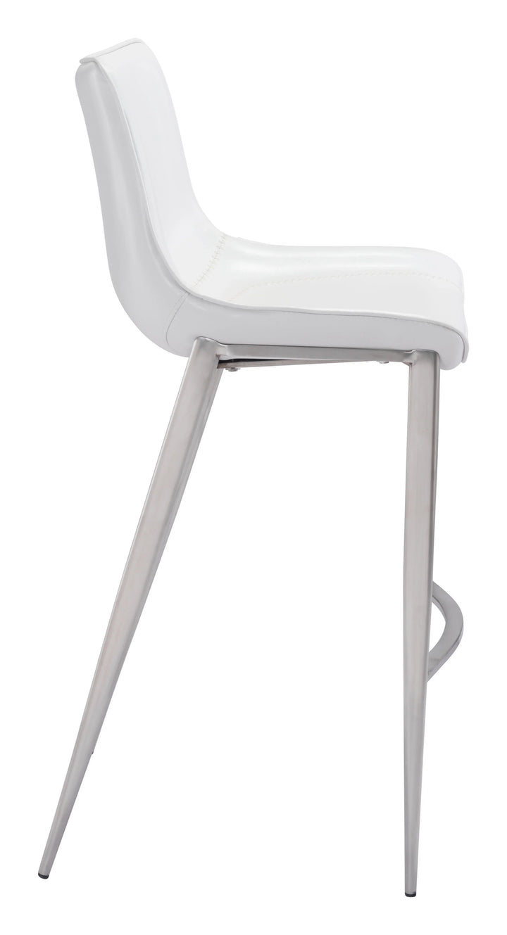 Magnus Barstool (Set of 2) White & Silver - AmericanHomeFurniture