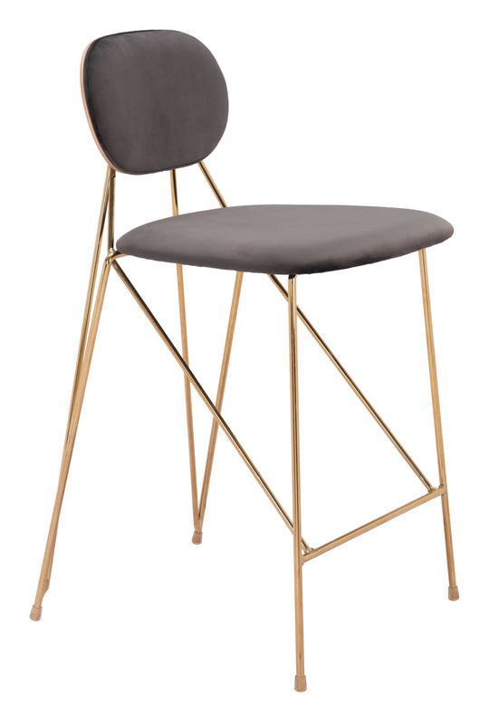 Zuo Georges Counter Stool (Set of 2) Gray & Gold BAR STOOLS + COUNTER STOOLS