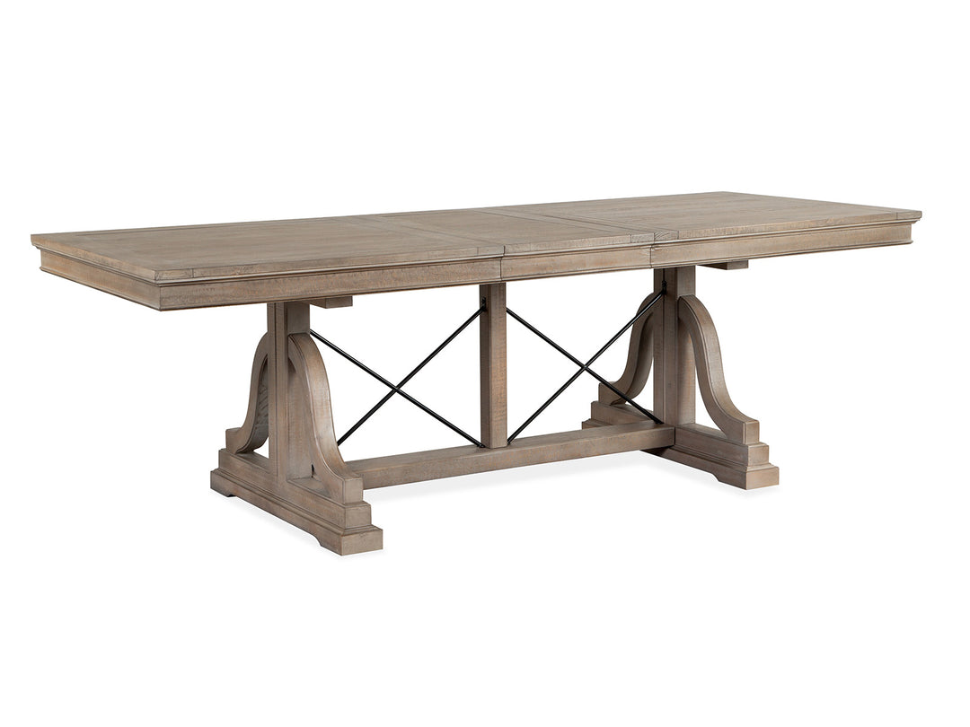 Paxton Place Dovetail Grey Extendable Trestle Dining Table - D4805-25
