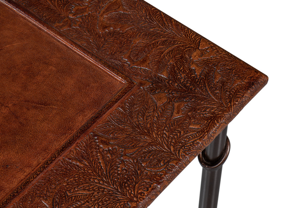 American Home Furniture | Sarreid - Kew Gardens Leather Nesting Tables