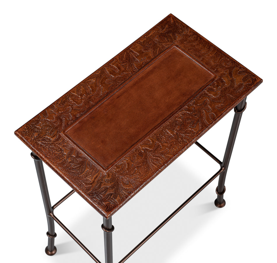 American Home Furniture | Sarreid - Kew Gardens Leather Nesting Tables