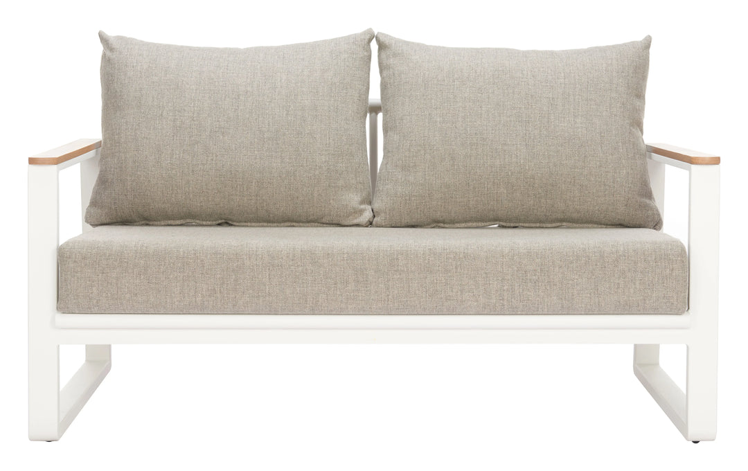 Welt Sofa Taupe & White - AmericanHomeFurniture