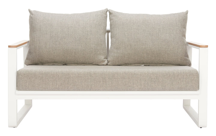 Welt Sofa Taupe & White - AmericanHomeFurniture