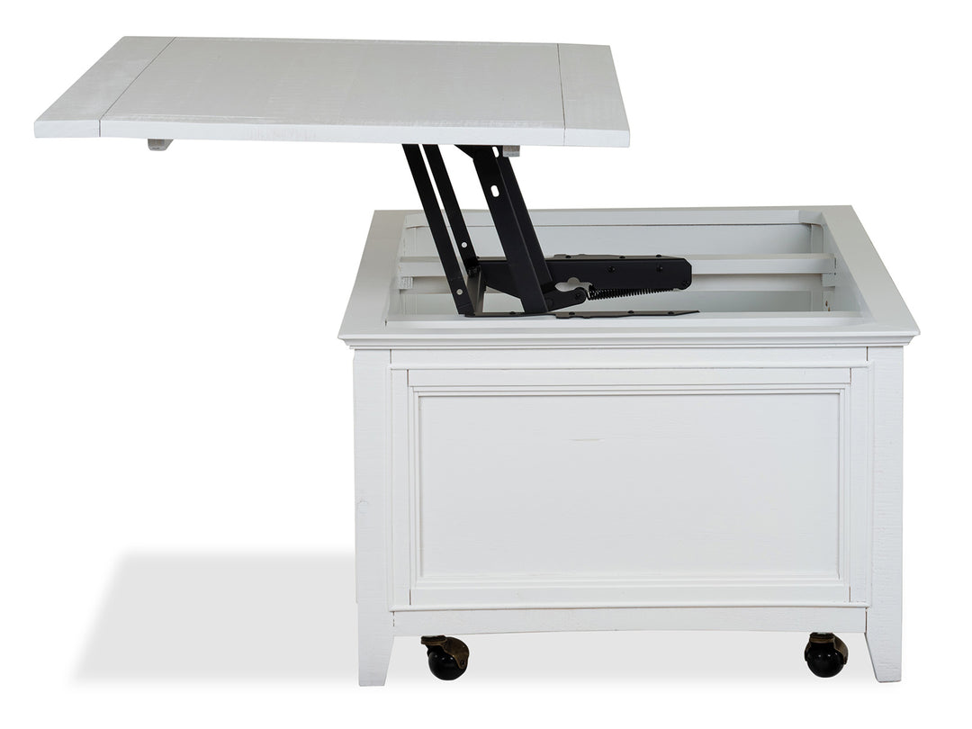 Heron Cove Chalk White Lift Top Storage Cocktail Table With Casters - T4400-50