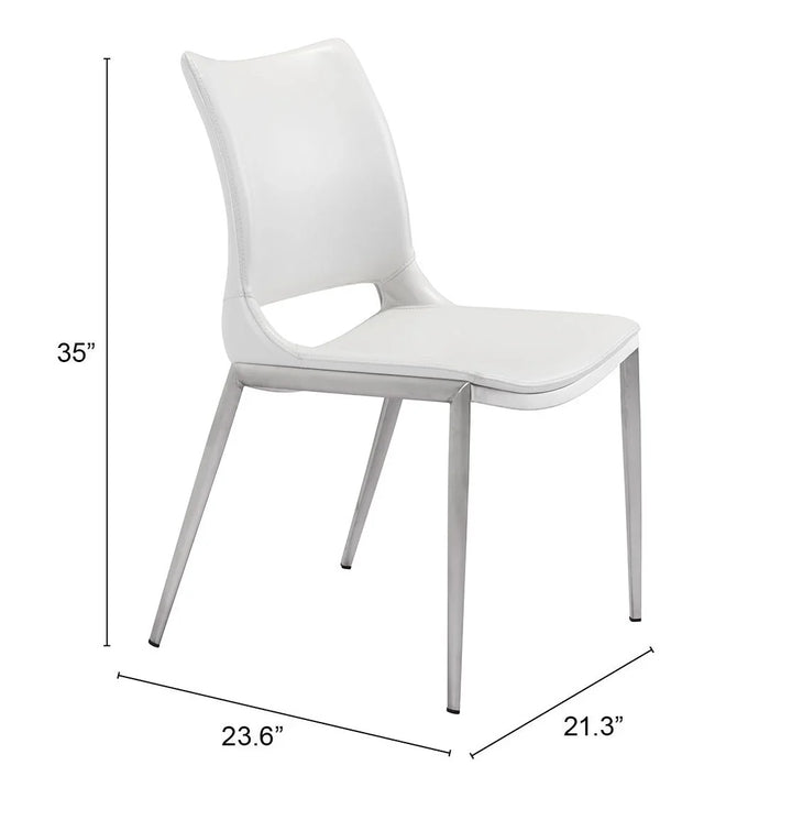 Ace Dining Chair (Set of 2) White & Silver - AmericanHomeFurniture