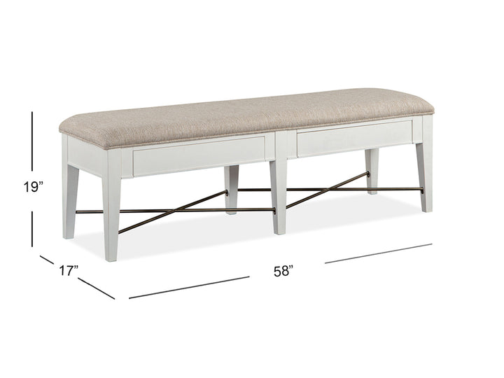 Heron Cove Chalk White And Dovetail Grey Upholstered Bench - D4400-68