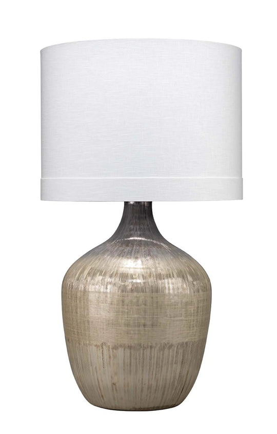 Jamie Young Damsle Glass Table Lamp with Linen Shade, Silver TABLE LAMPS