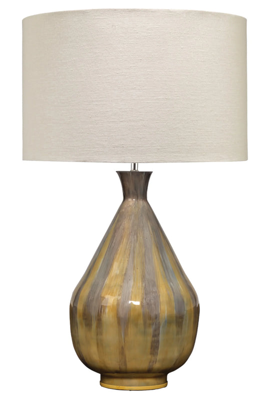 Jamie Young Daybreak Iron Table Lamp with Linen Shade, Grey Enameled TABLE LAMPS