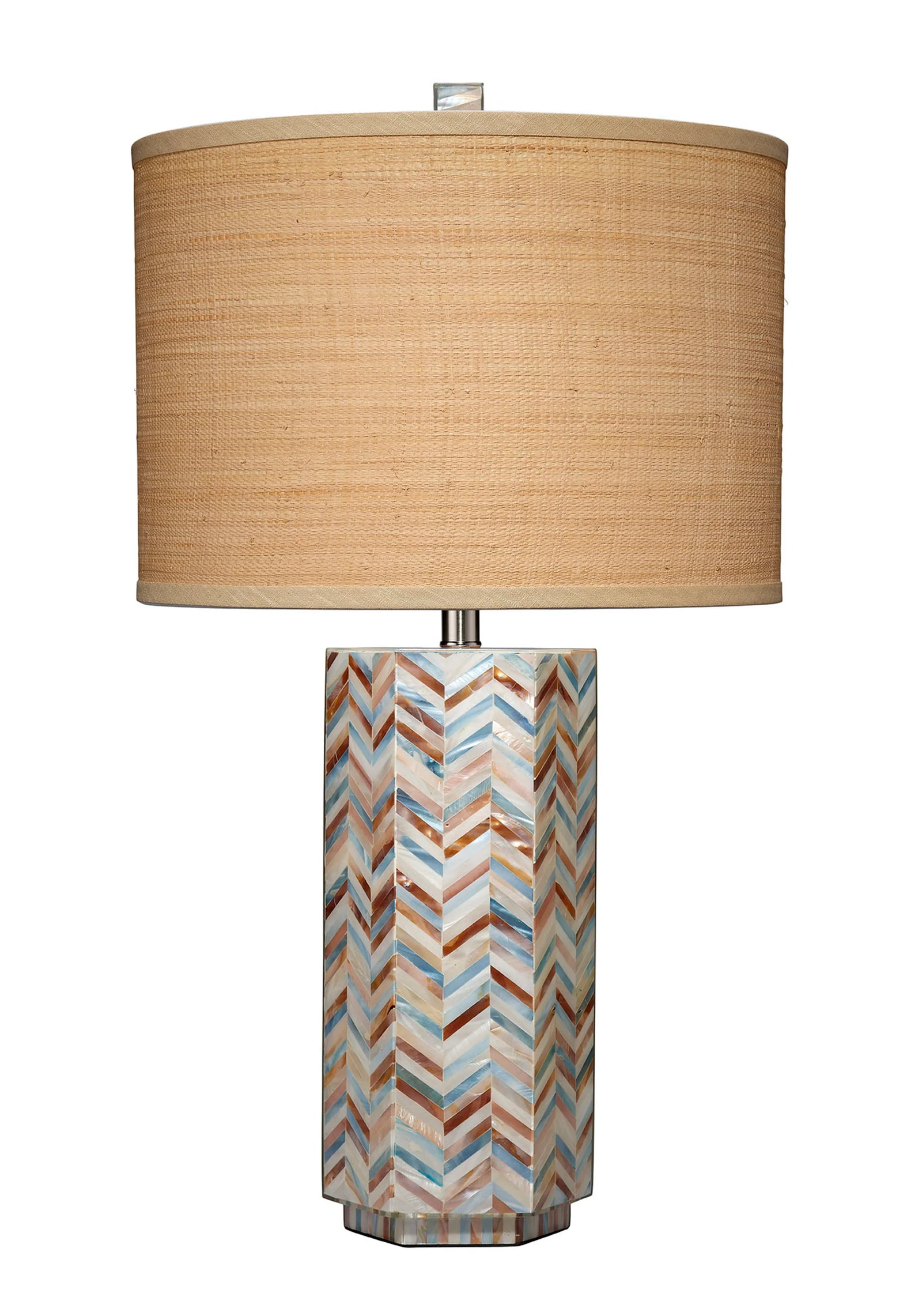 Jamie Young Lucille Mother of Pearl Table Lamp with Raffia Shade TABLE LAMPS