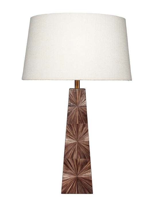 Jamie Young Palm Marquetry Table Lamp with Linen Shade TABLE LAMPS