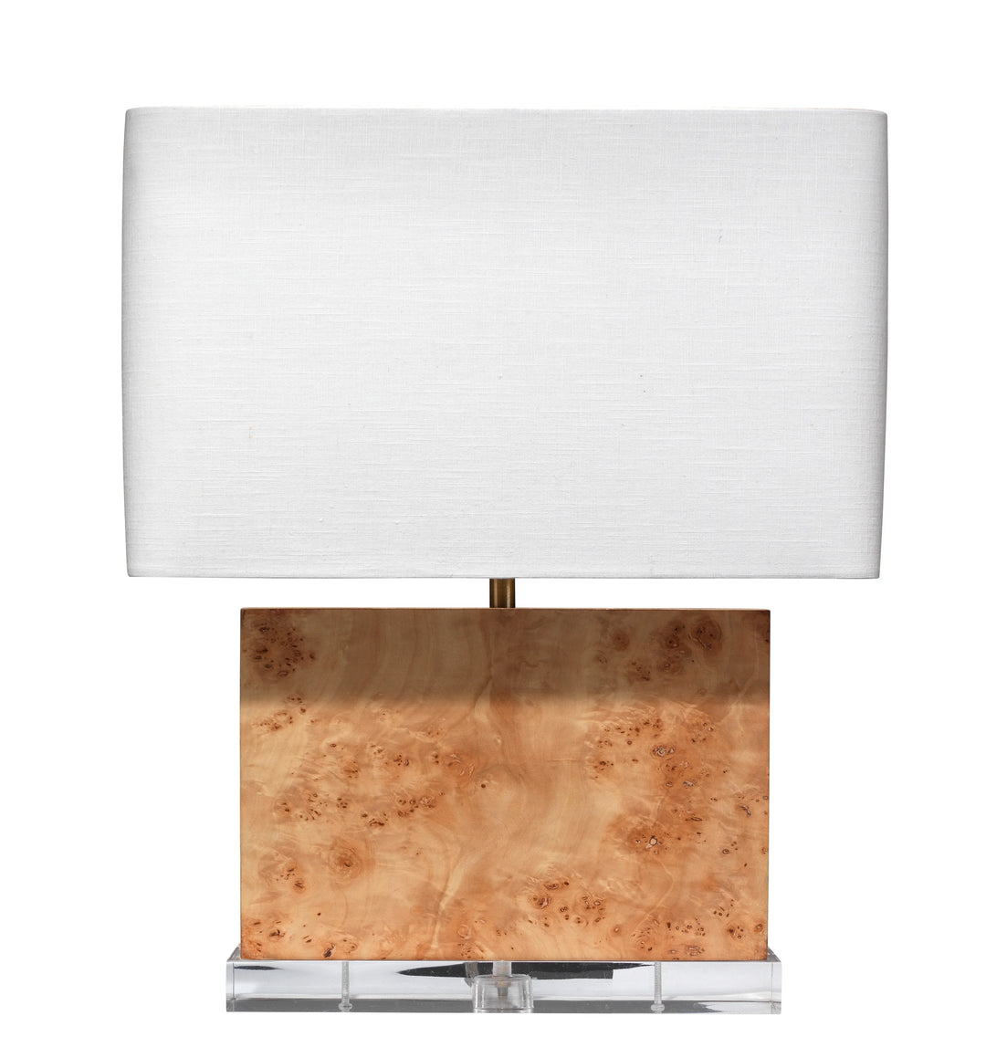 Parallel Burl Wood Table Lamp with Linen Shade - AmericanHomeFurniture
