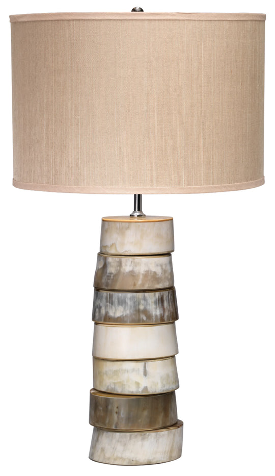 Jamie Young Stacked Horn Table Lamp with Elephant Drum Shade TABLE LAMPS