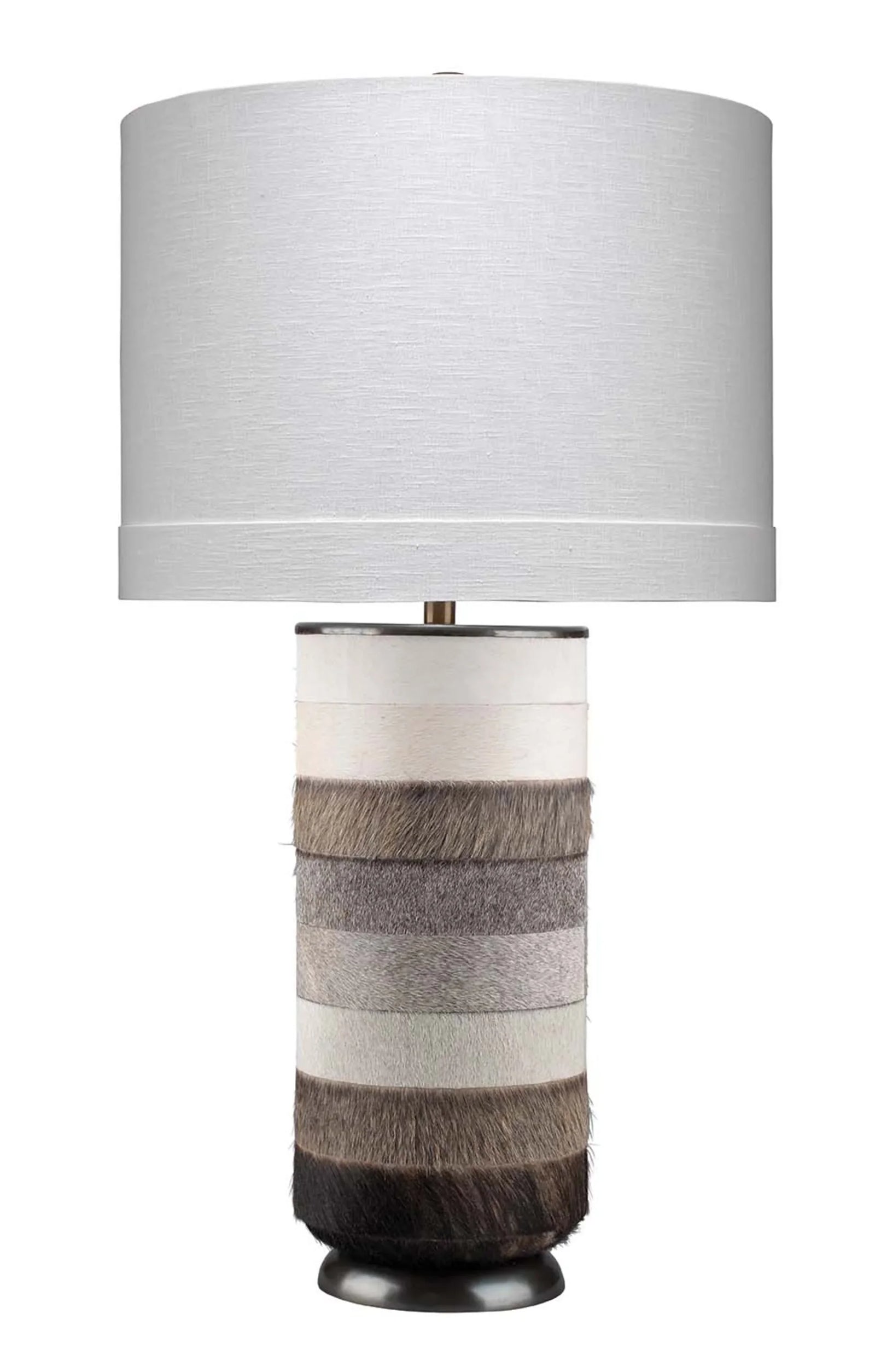 Jamie Young Winslow Hide Table Lamp with Linen Shade, Grey and White TABLE LAMPS