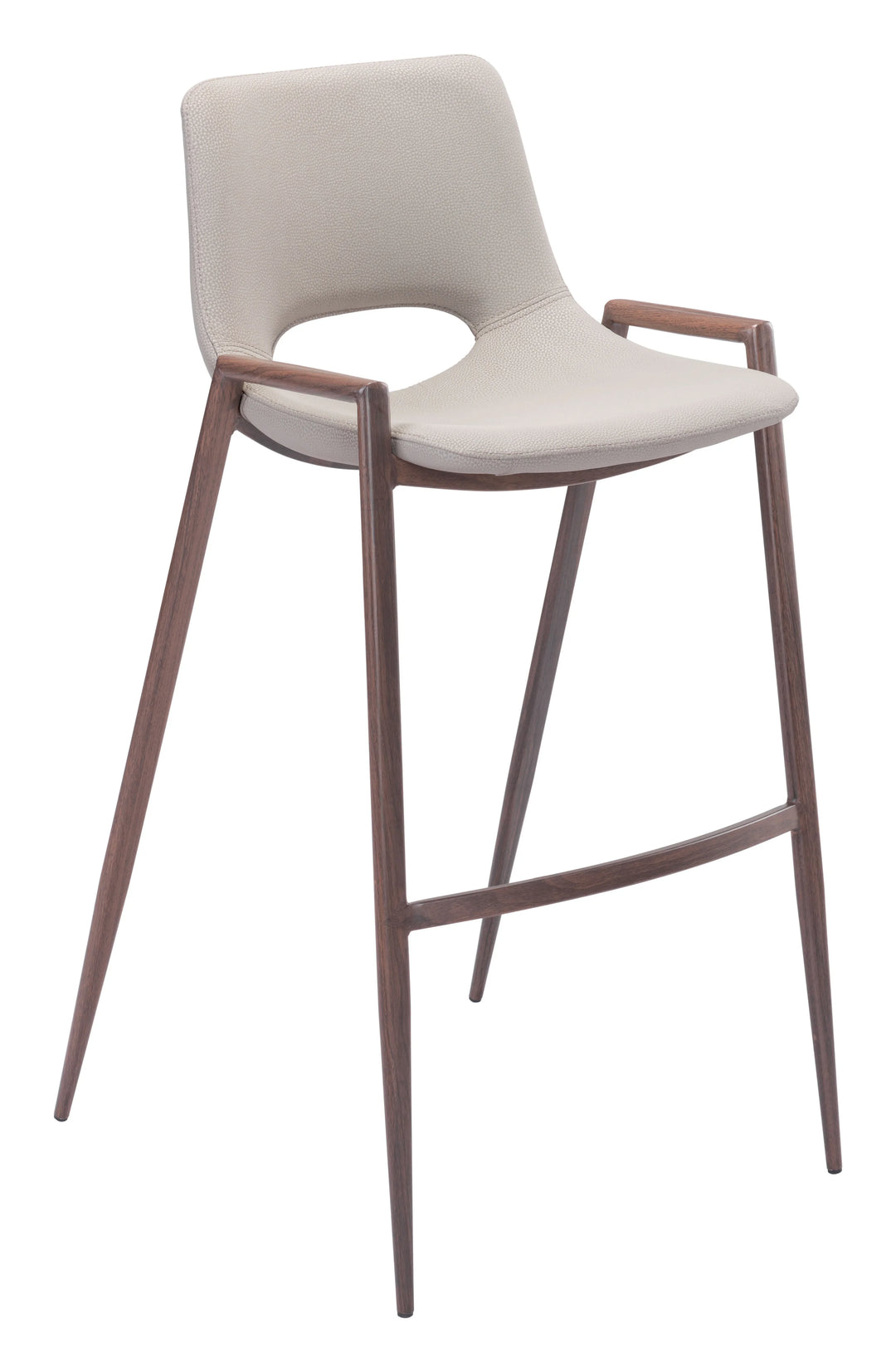 Desi Barstool (Set of 2) Beige & Walnut - AmericanHomeFurniture