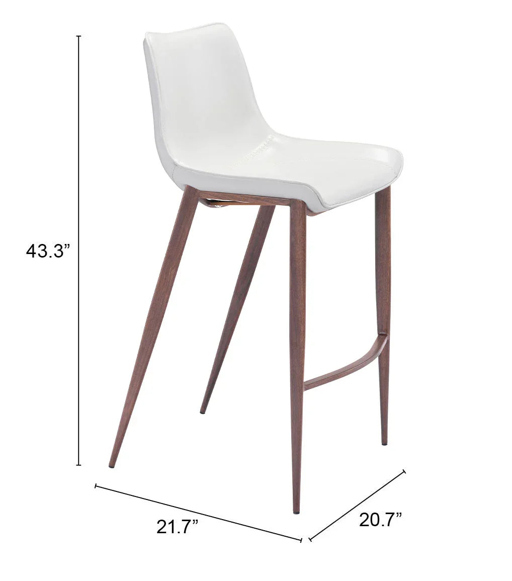 Magnus Barstool (Set of 2) White & Walnut - AmericanHomeFurniture