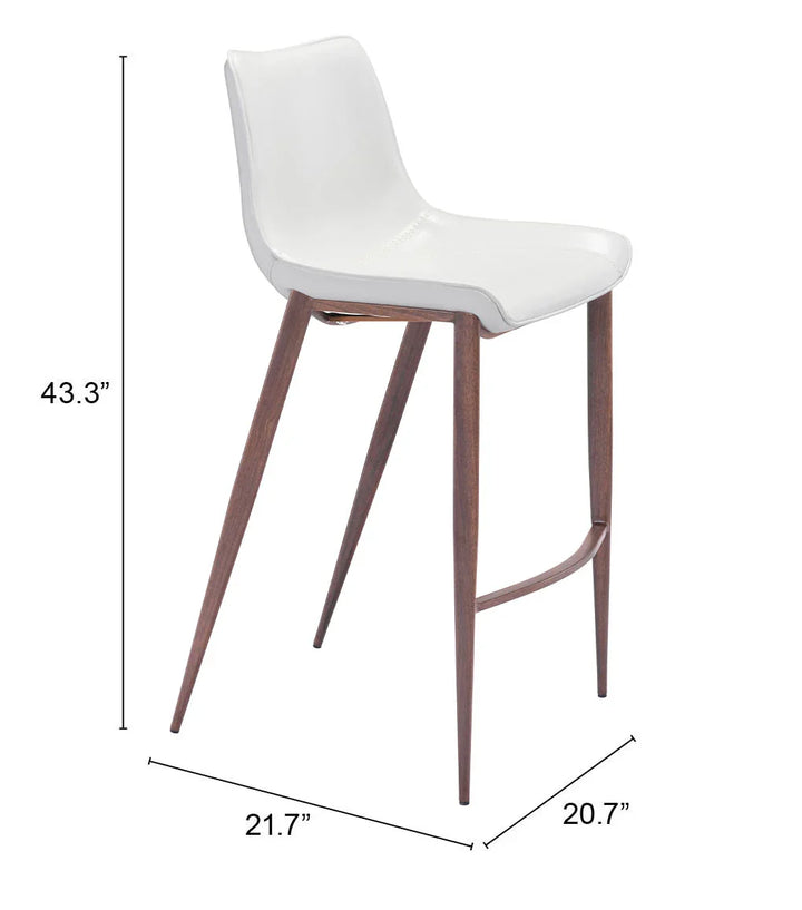 Magnus Barstool (Set of 2) White & Walnut - AmericanHomeFurniture