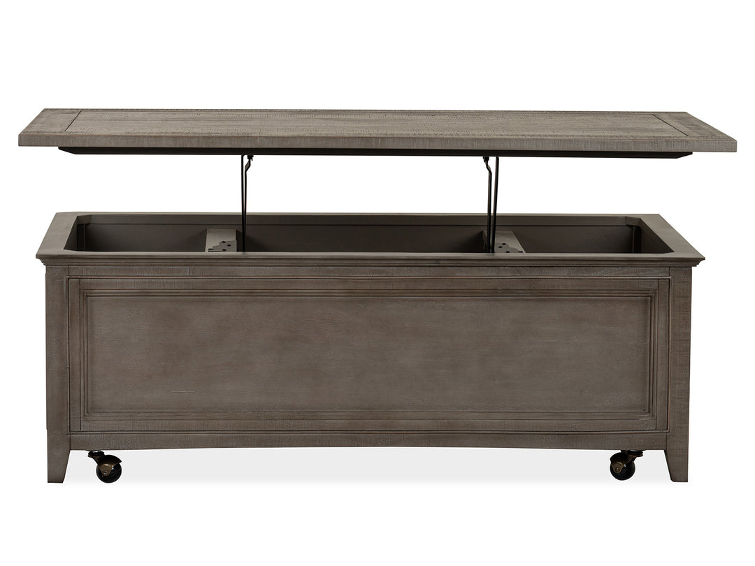 Paxton Place Dovetail Grey Lift Top Storage Cocktail Table With Casters - T4805-50