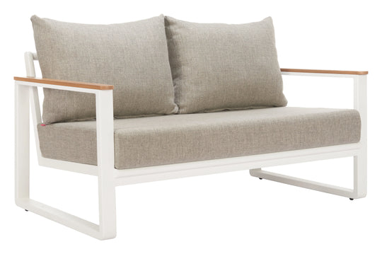 Zuo Welt Sofa Taupe & White SOFAS + SECTIONALS