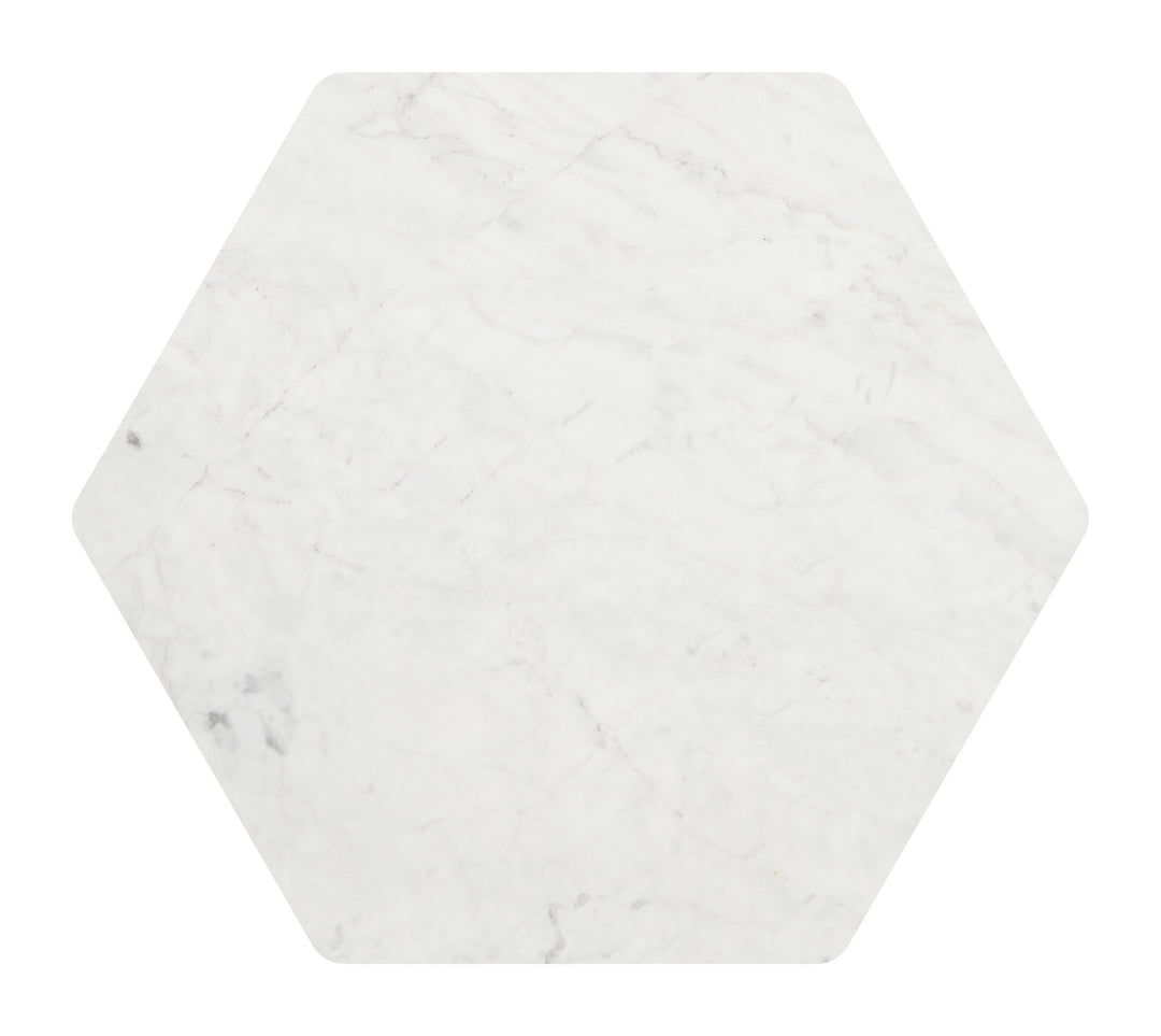 Bisel Side Table White & Walnut