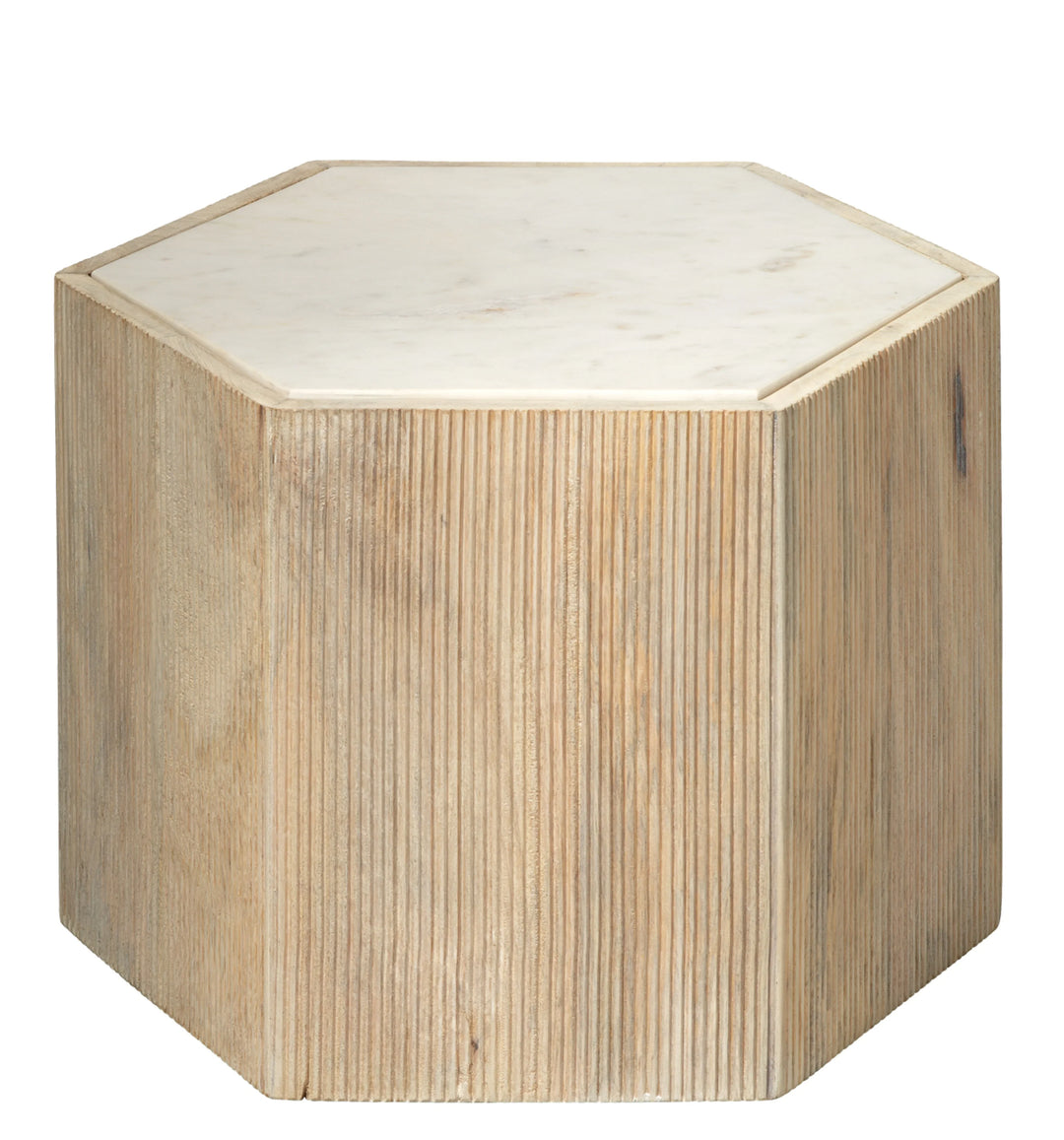 Argan Wood Hexagon Table, Medium - AmericanHomeFurniture