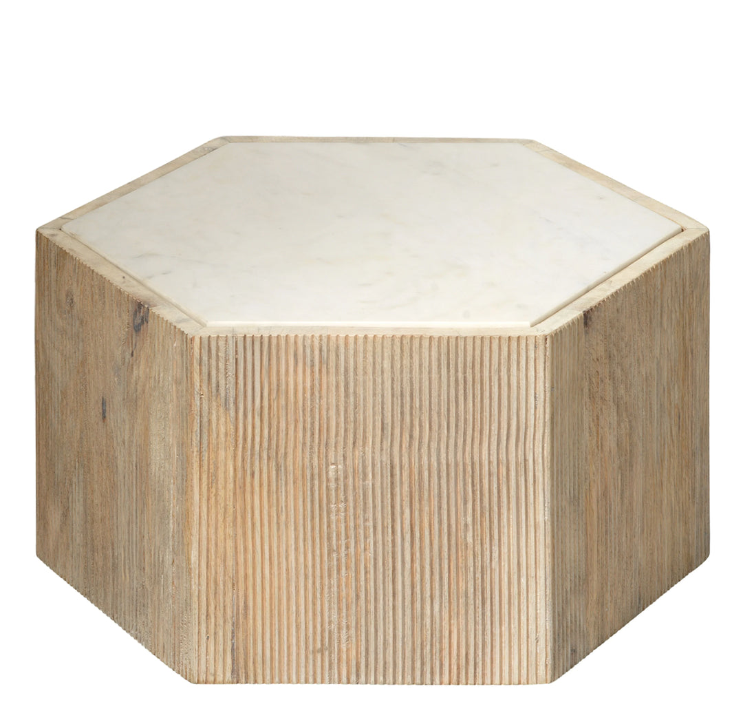 Argan Wood Hexagon Table, Small - AmericanHomeFurniture