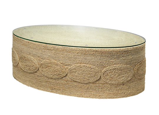 Barbados Oval Corn-Straw Coffee Table COFFEE TABLES Jamie Young