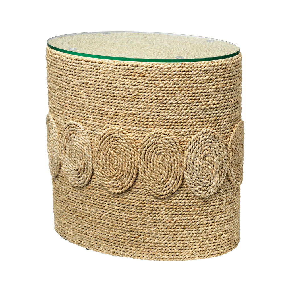 Barbados Oval Corn-Straw Side Table - AmericanHomeFurniture