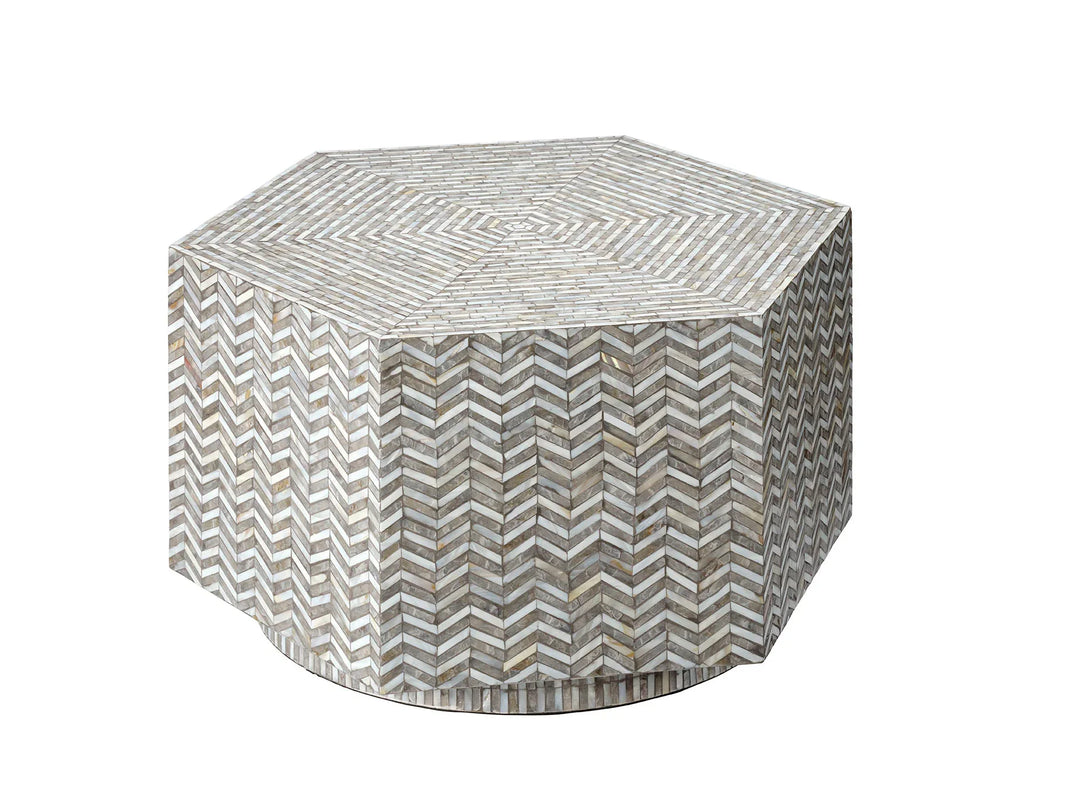 Brando Mother of Pearl Hexagon Coffee Table - AmericanHomeFurniture