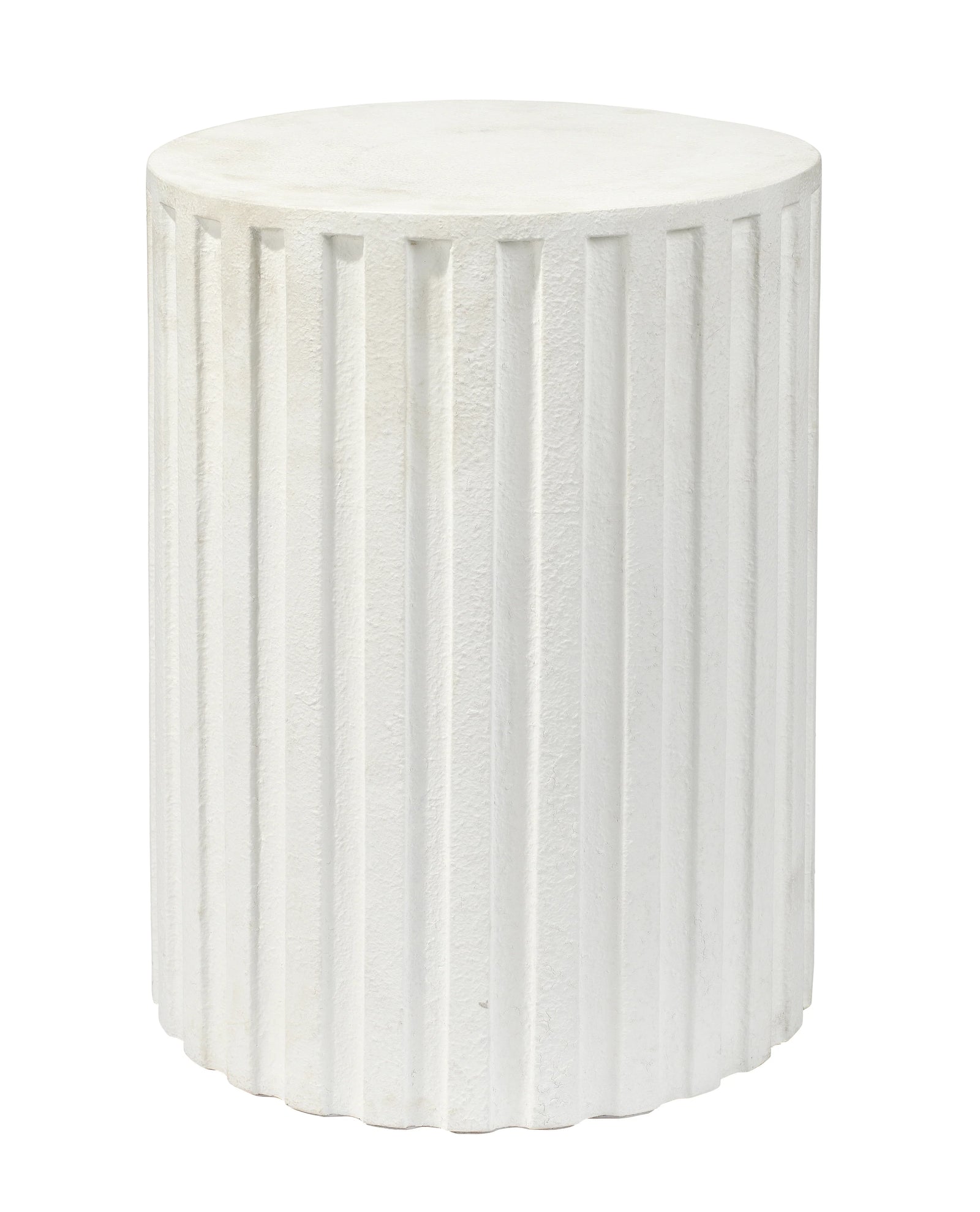 Jamie Young Flutted Cement Side Table, White ACCENT TABLES