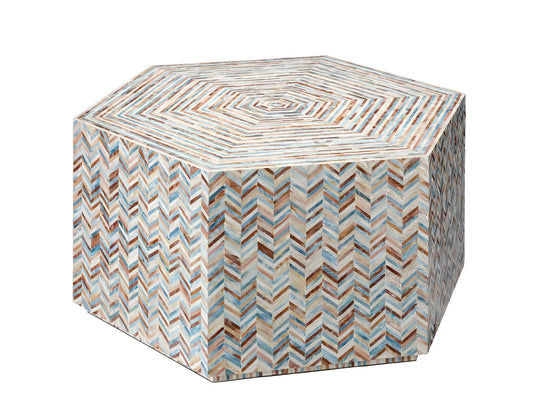 Jamie Young Hepburn Mother of Pearl Hexagon Coffee Table COFFEE TABLES