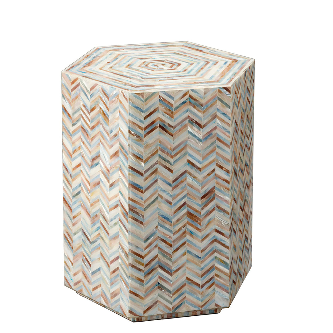 Hepburn Mother of Pearl Hexagon Side Table - AmericanHomeFurniture