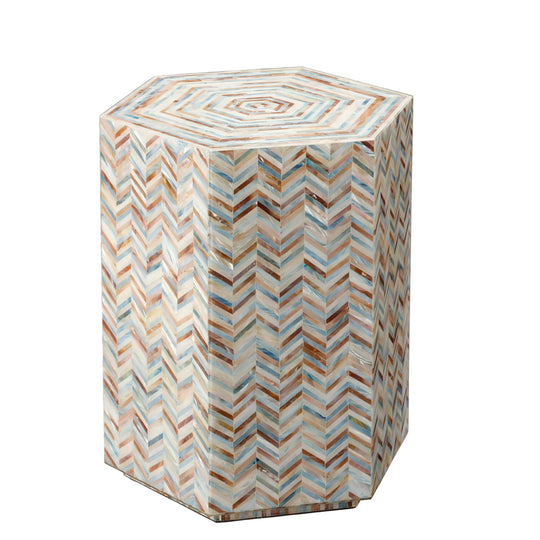 Jamie Young Hepburn Mother of Pearl Hexagon Side Table ACCENT TABLES