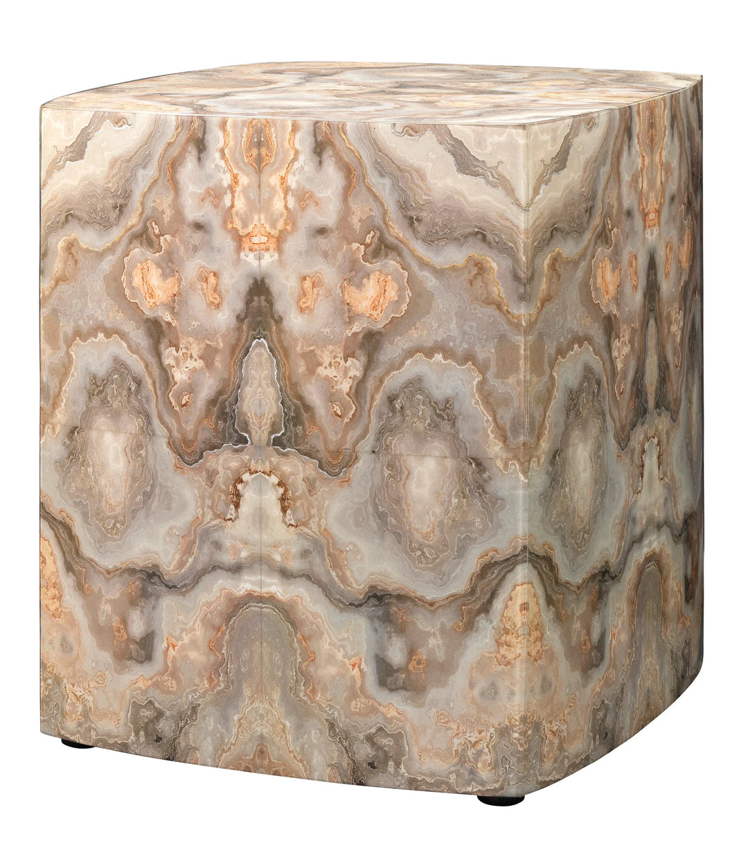 Ink Blot Faux Marble Side Table, Cream - AmericanHomeFurniture