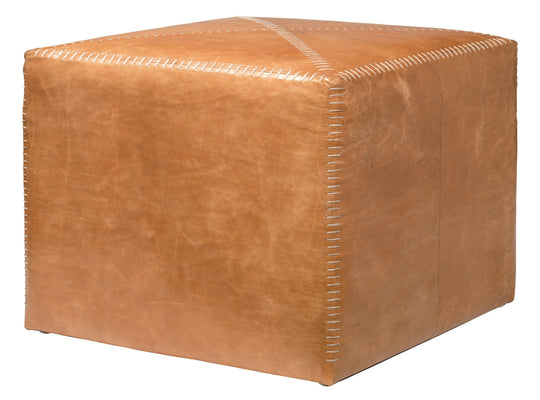Jamie Young Buff Leather Ottoman, Large OTTOMANS, POUFS, + STOOLS