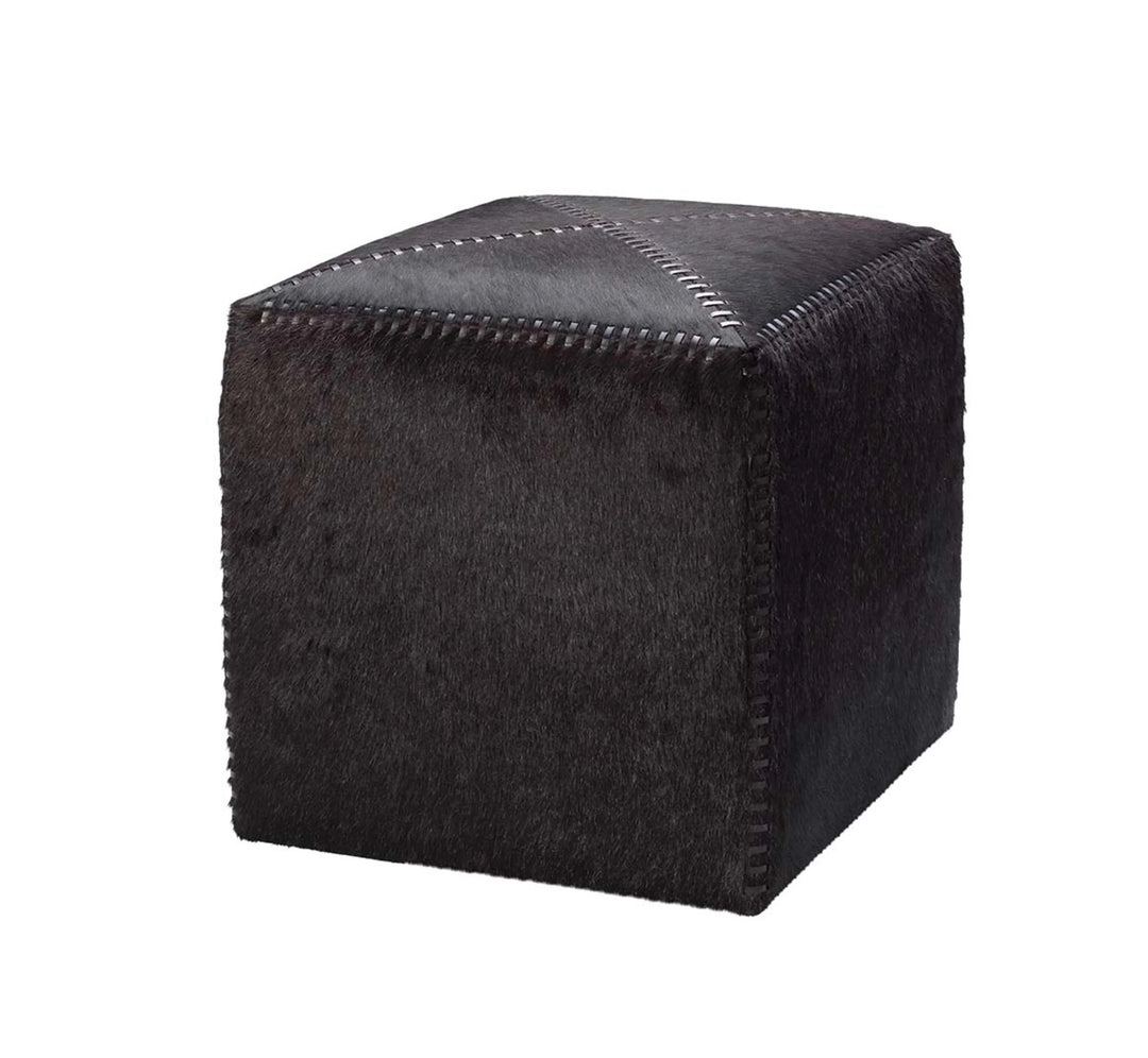 Espresso Hair on Hide Ottoman, Small - AmericanHomeFurniture