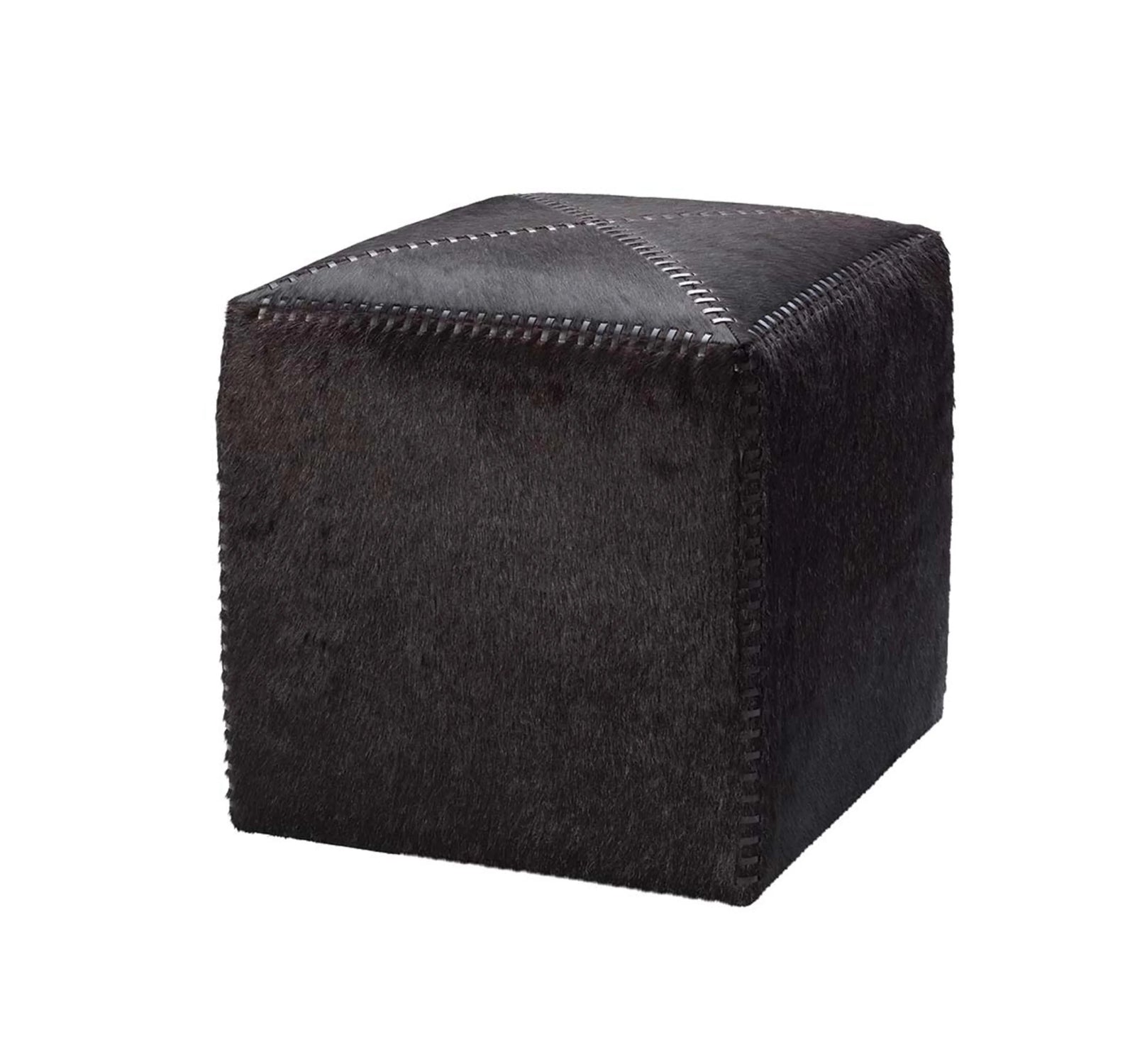 Jamie Young Espresso Hair on Hide Ottoman, Small OTTOMANS, POUFS, + STOOLS
